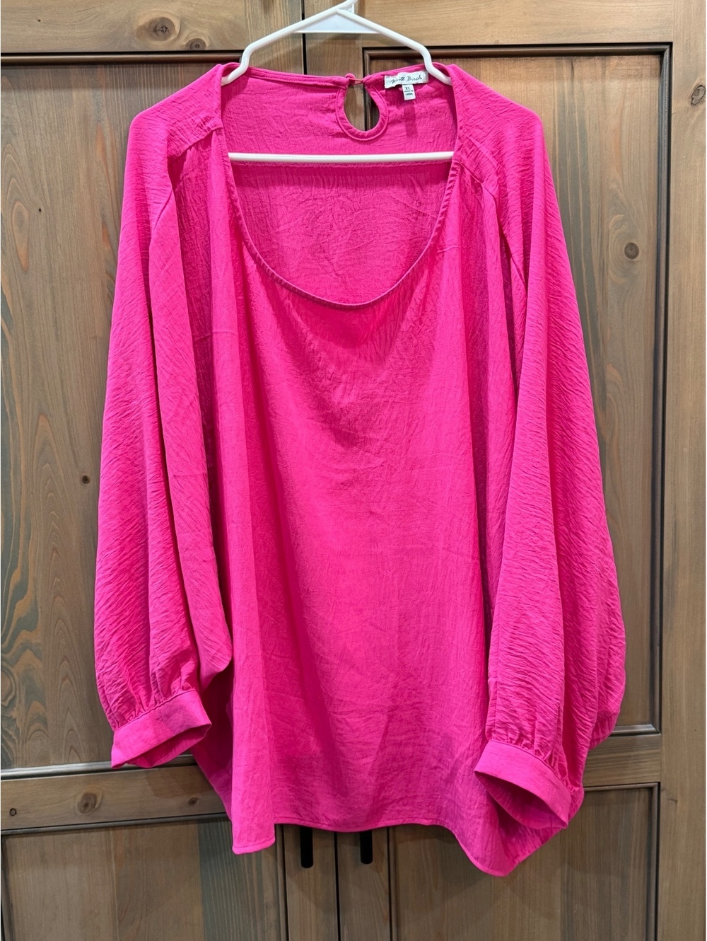 White Birch Hot Pink Oversized Batwing Sleeve Blouse Top XL
